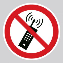 Autocollant Panneau interdiction d'utilisation téléphone portables - ISO7010 - P013