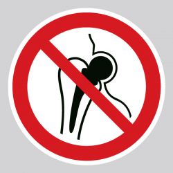 Autocollant Panneau entrée interdite aux personnes porteuses d'un implant métallique - ISO7010 - P014