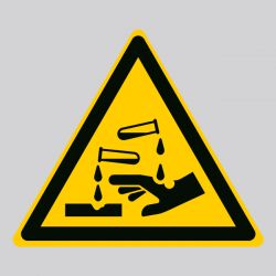 Autocollant Panneau danger substances corrosives - ISO7010 - W023